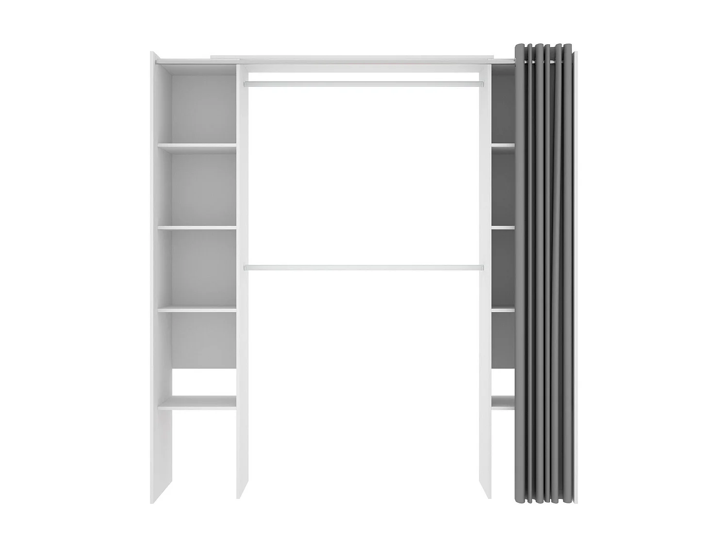 Armário Manaslu, Estrutura para guarda-roupa, Cabide extensível aberto, 180x50h205 cm, Branco e Cinza