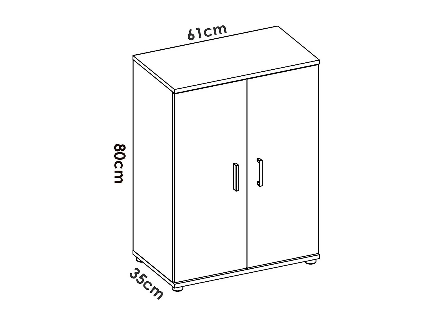 Armoire polyvalente Serles, Armoire à chaussures multifonctionnelle, Armoire 2 portes, 61x35h80 cm, Blanc