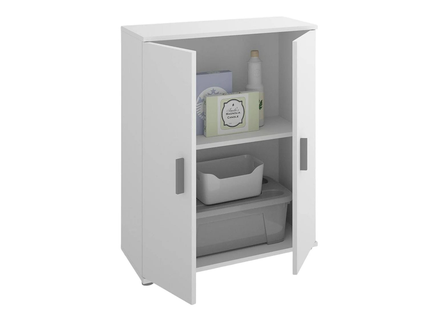 Dmora Multifunctionele Kast 2 Deuren Serles 35x80h cm Wit, 1 Plank, 2 Openslaande Deuren