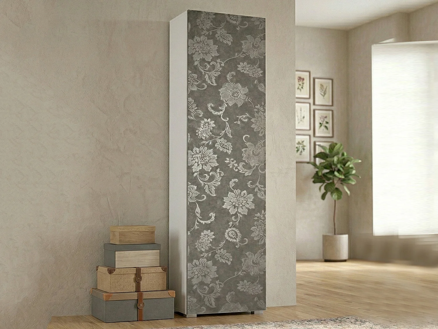 Armadio Multiuso 1 Anta Abuela, 7 Ripiani Made in Italy, 30x182h cm Marrone Olmo
