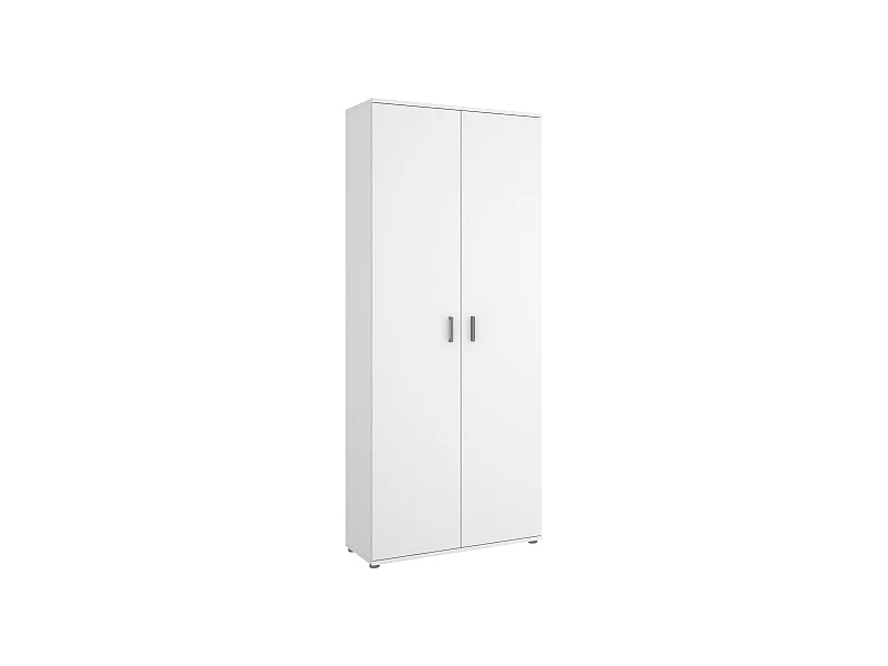 Mehrzweckgarderobe Forcola, Multifunktionaler Besenhalterschrank, Kleiderschrank mit 2 Türen, 78x35h190 cm, Weiß