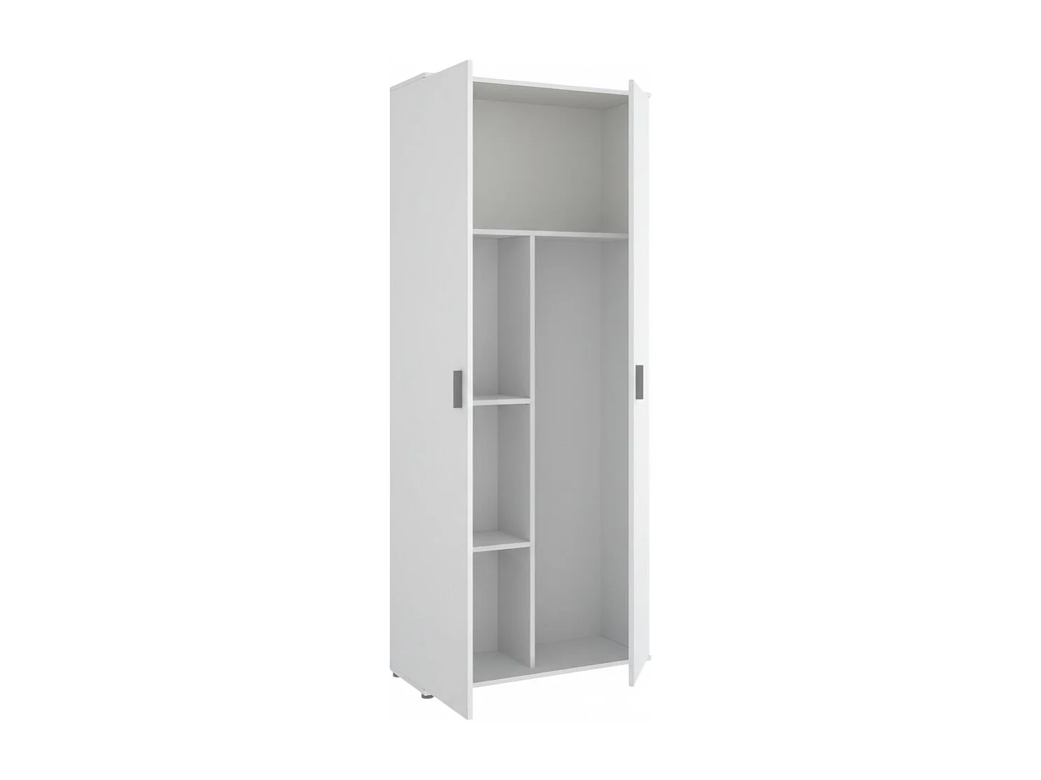 Armoire polyvalente Forcola, Armoire porte-balai multifonctionnelle, armoire 2 portes, 78x35h190 cm, Blanc