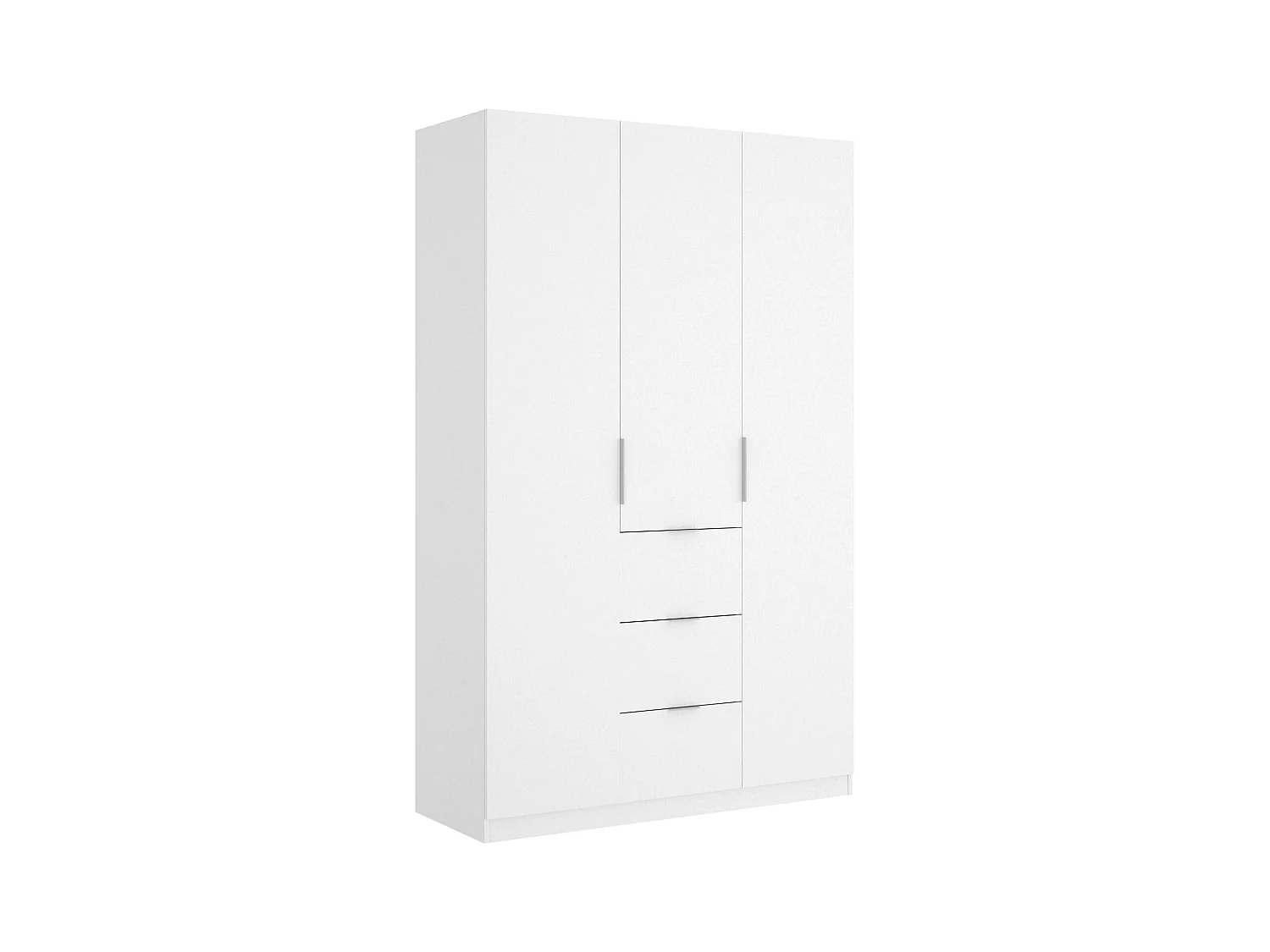 Falterona Armoire, Cintre pour chambre à coucher, Armoire avec 3 portes battantes et 3 tiroirs, 135x52h204 cm, Blanc