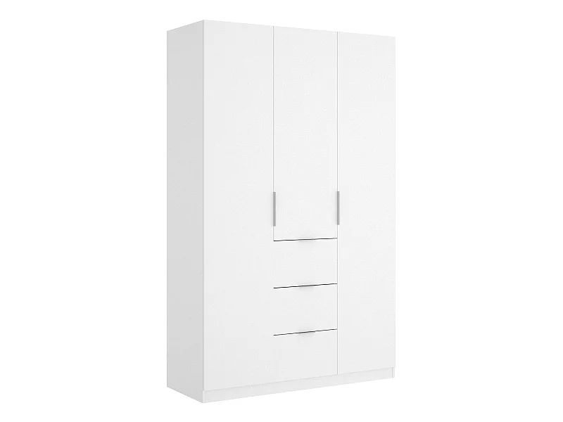 Falterona Armoire, Cintre pour chambre à coucher, Armoire avec 3 portes battantes et 3 tiroirs, 135x52h204 cm, Blanc