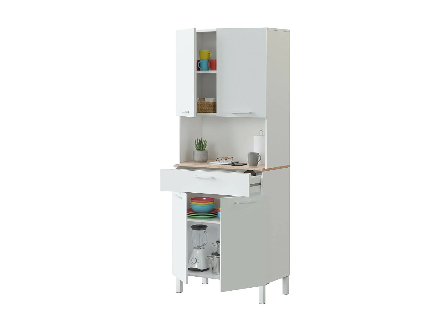Armadio Multiuso Grande Dicentra, un Cassetto, 40x186h cm Bianco