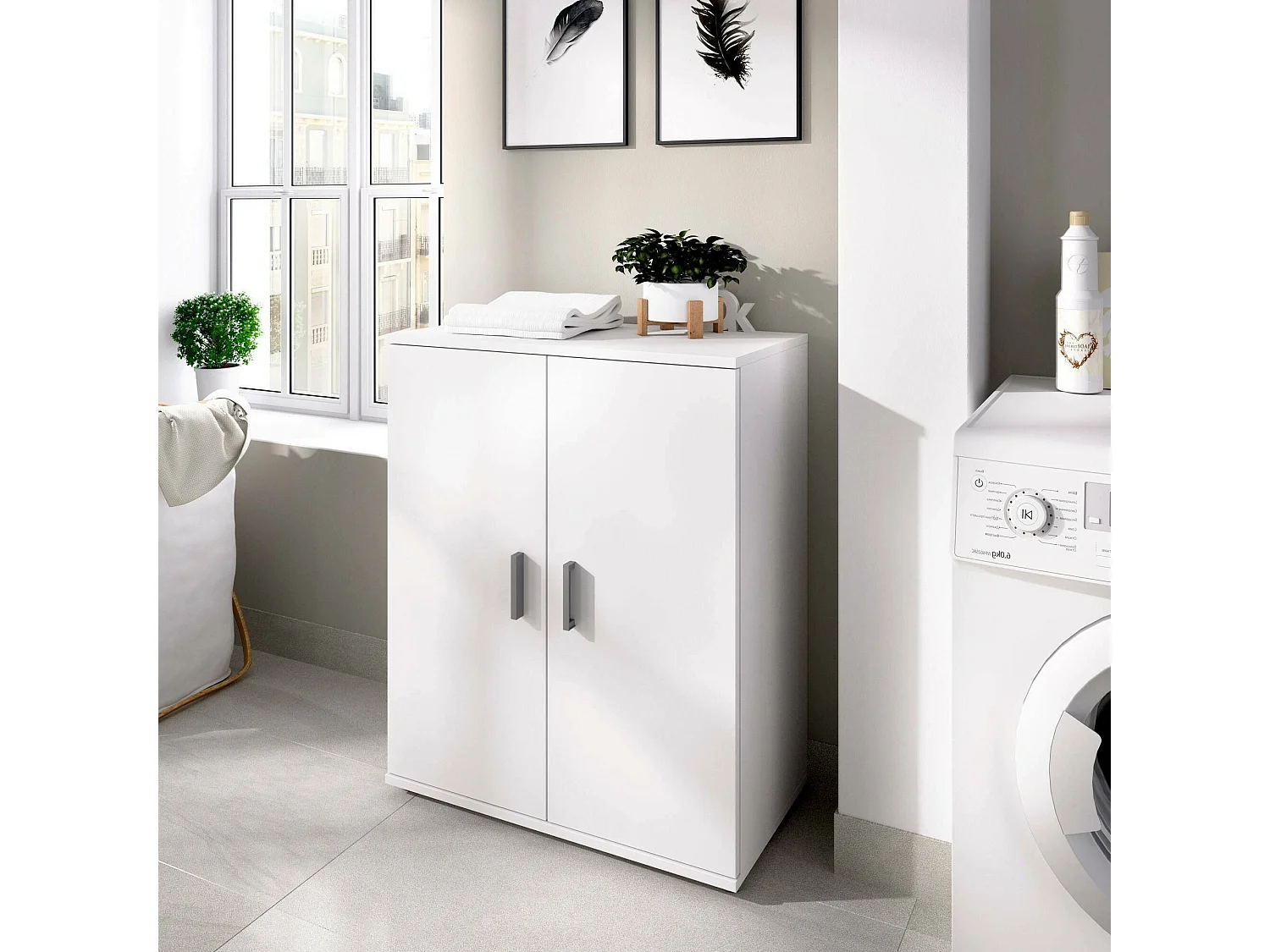 Armario multiusos Dmedr, Mueble zapatero multiusos, Mueble con 2 puertas, 61x35h80 cm, Blanco