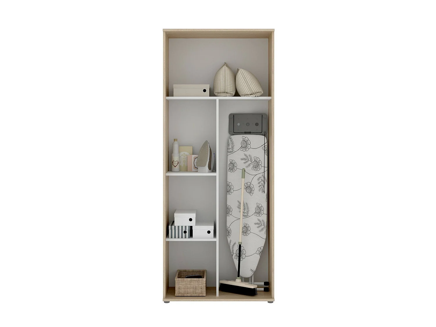 Armoire polyvalente Ddeiol, Armoire porte-balai multifonctionnelle, armoire 2 portes, 78x35h190 cm, Chêne
