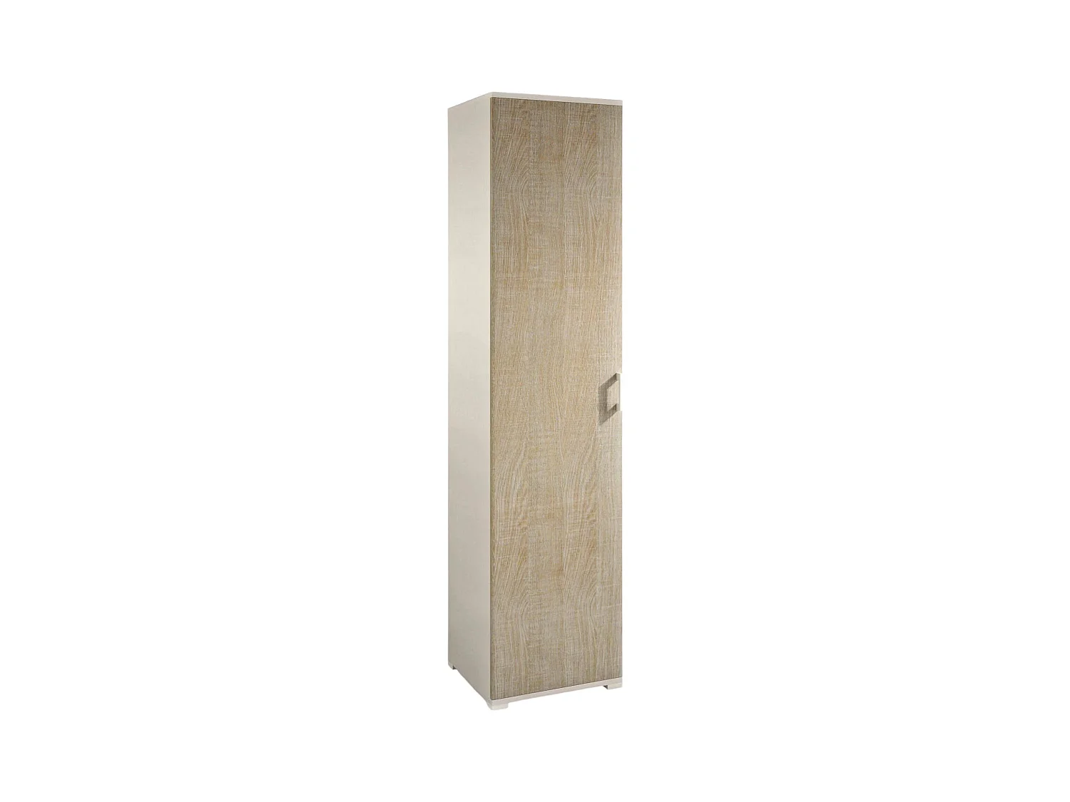 Dacaci multifunctionele kledingkast, lineaire kast met 1 draaideur en 4 verstelbare planken, kolomkast voor badkamer, 100% Made in Italy, 45x45h195 cm, eiken en wit