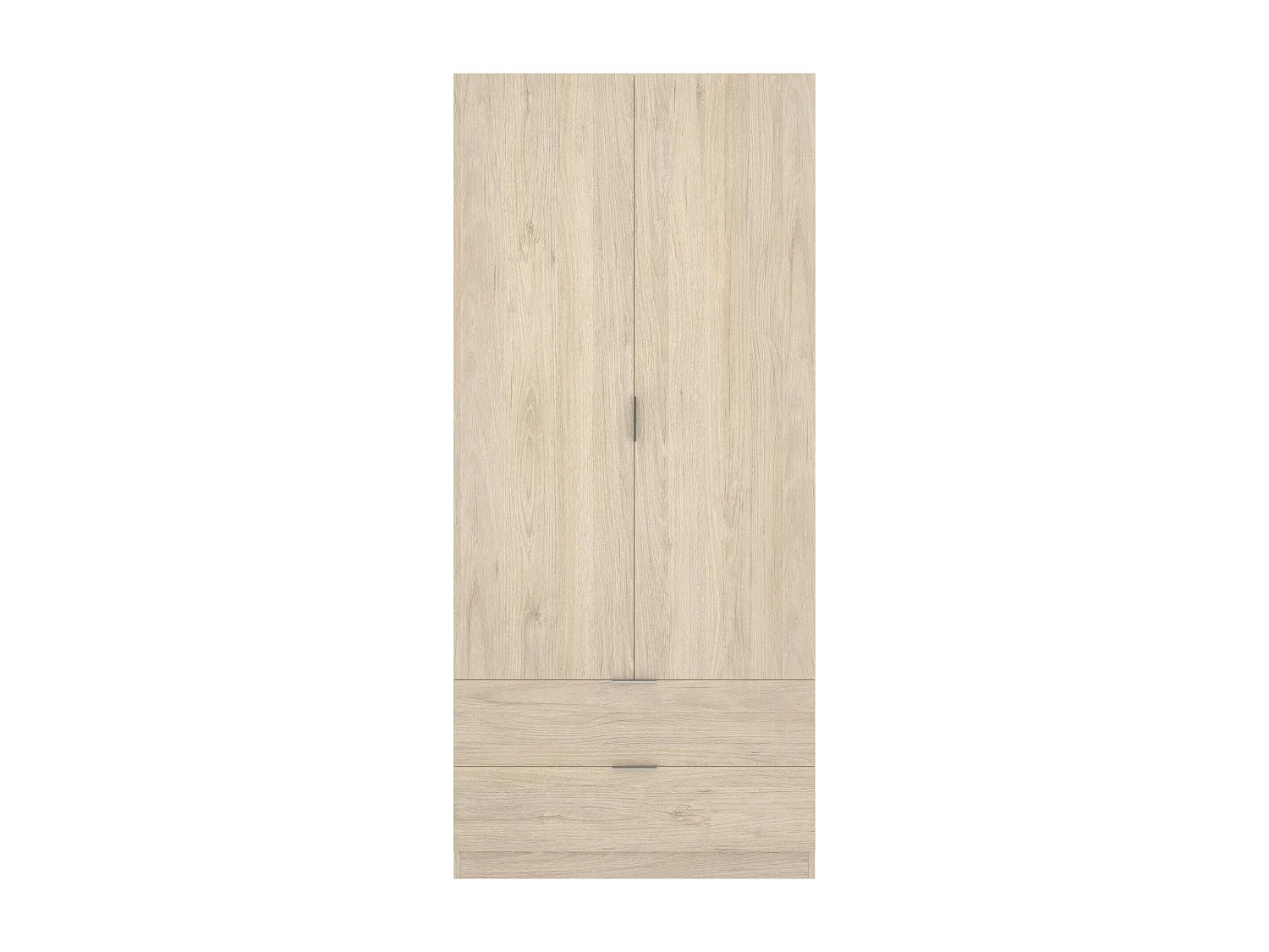 Roupeiro Pisanino, Cabide para quarto, Roupeiro com 2 portas de batente e 2 gavetas, 81x52h184 cm, Carvalho