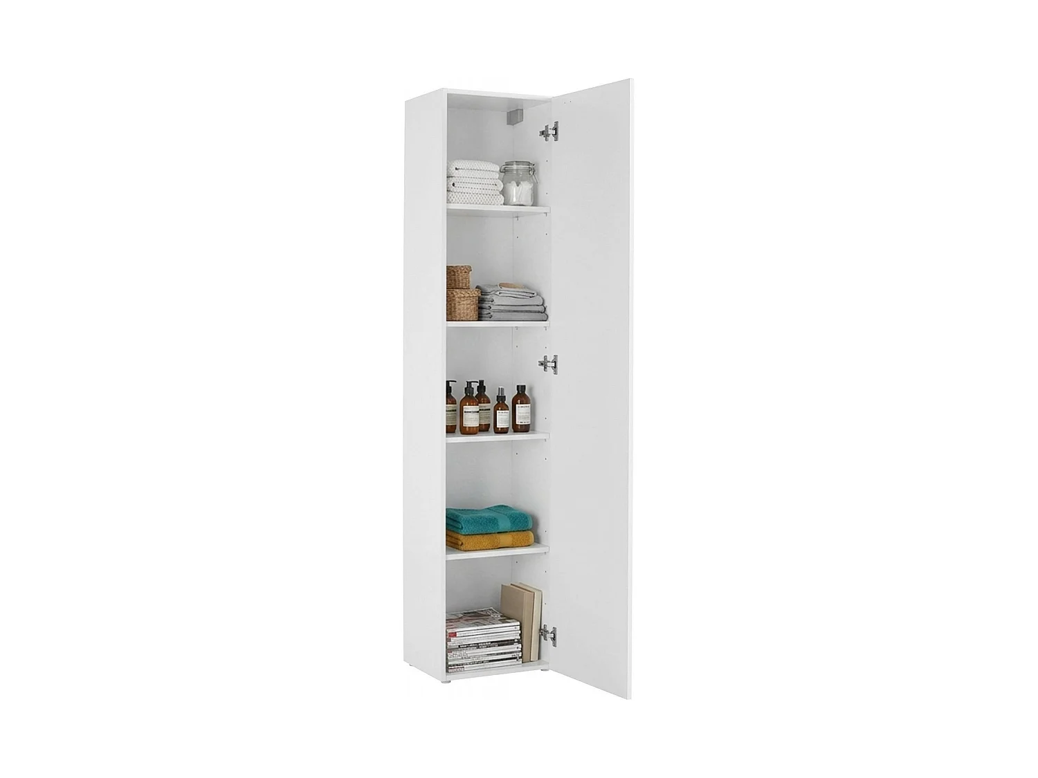 Dgrassi multifunctionele kledingkast, Schoenenrek met 1 deur en 4 planken, Multifunctionele kast, 100% Made in Italy, 40x30h180 cm, Glanzend wit