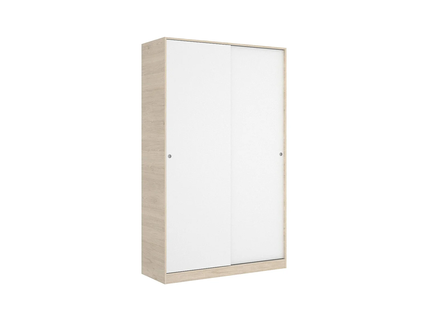 Armoire Denali, Cintre pour chambre à coucher, Armoire avec 2 portes coulissantes, 120x50h204 cm, Blanc et Chêne