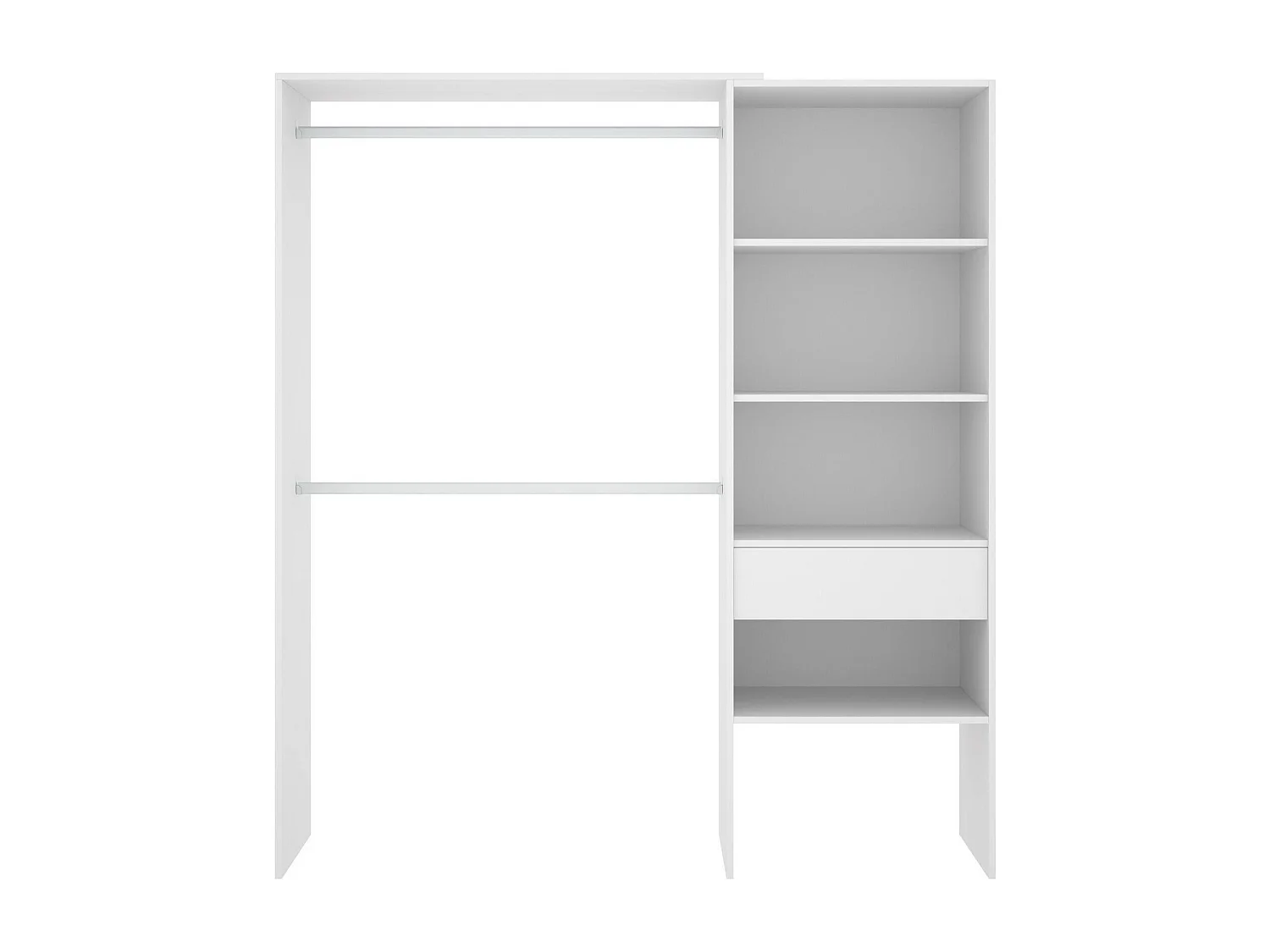 Armoire Lhotse, Structure pour dressing, Cintre ouvert, 160x40h187 cm, Blanc