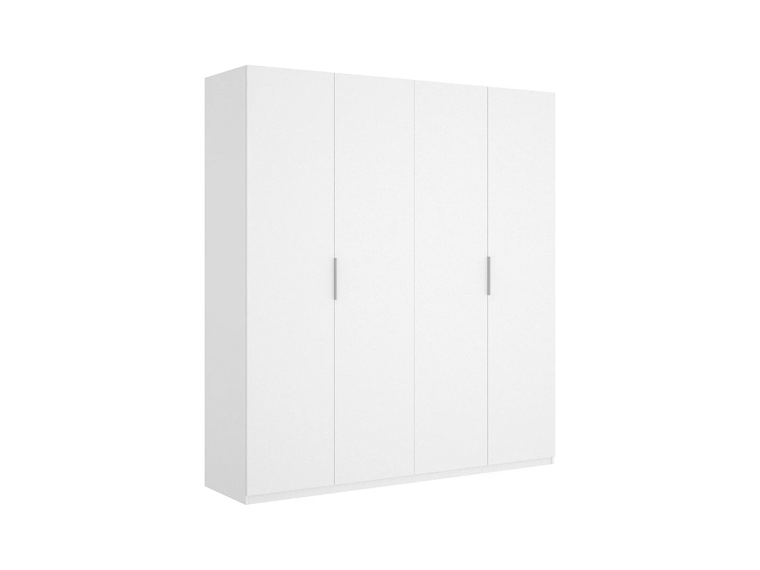 Armoire Prado, Cintre pour chambre à coucher, Armoire avec 4 portes battantes, 180x52h204 cm, Blanc