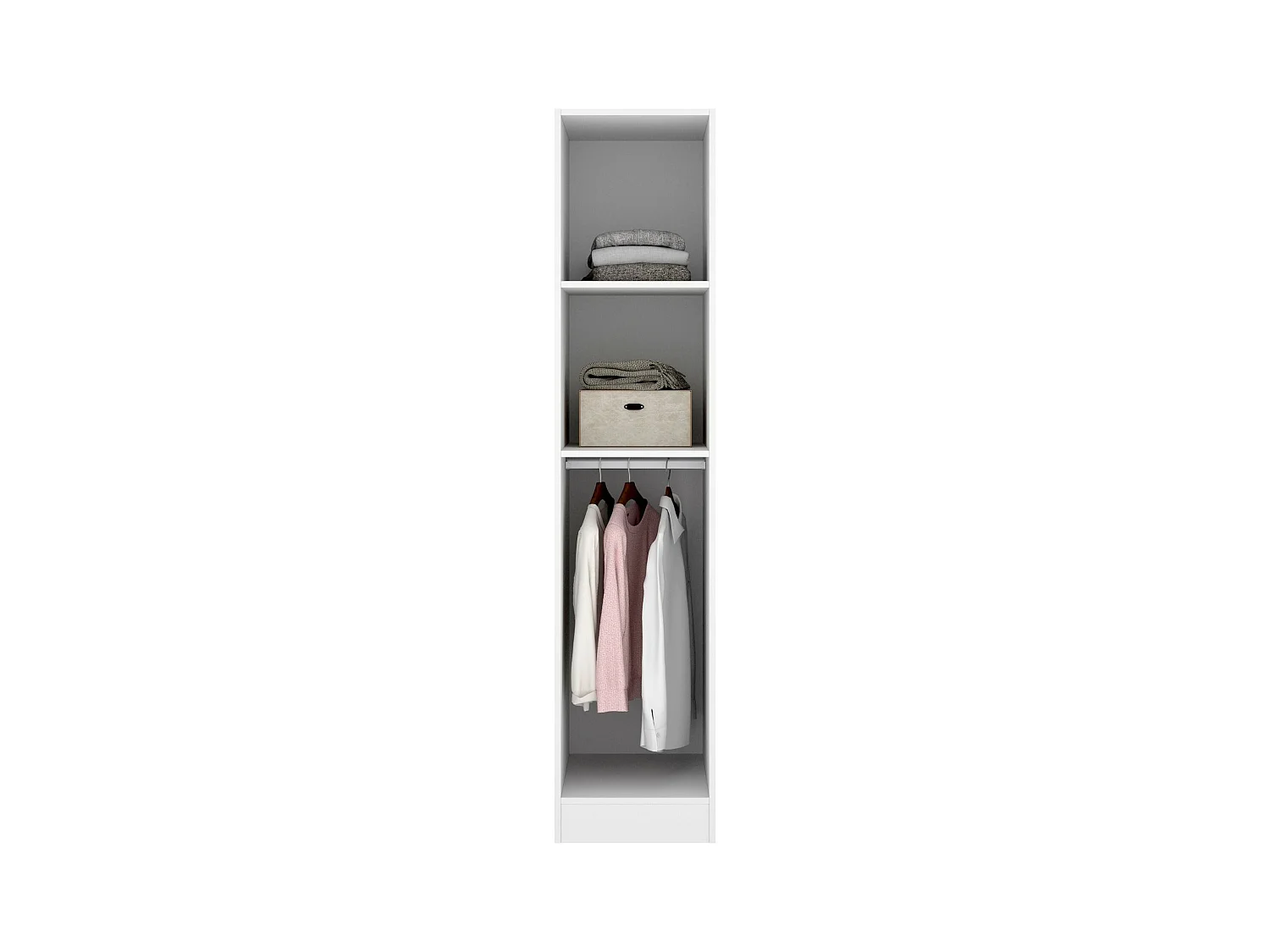 Armoire Cusna, Cintre pour chambre à coucher, Armoire avec 1 porte simple, 41x52h184 cm, Blanc