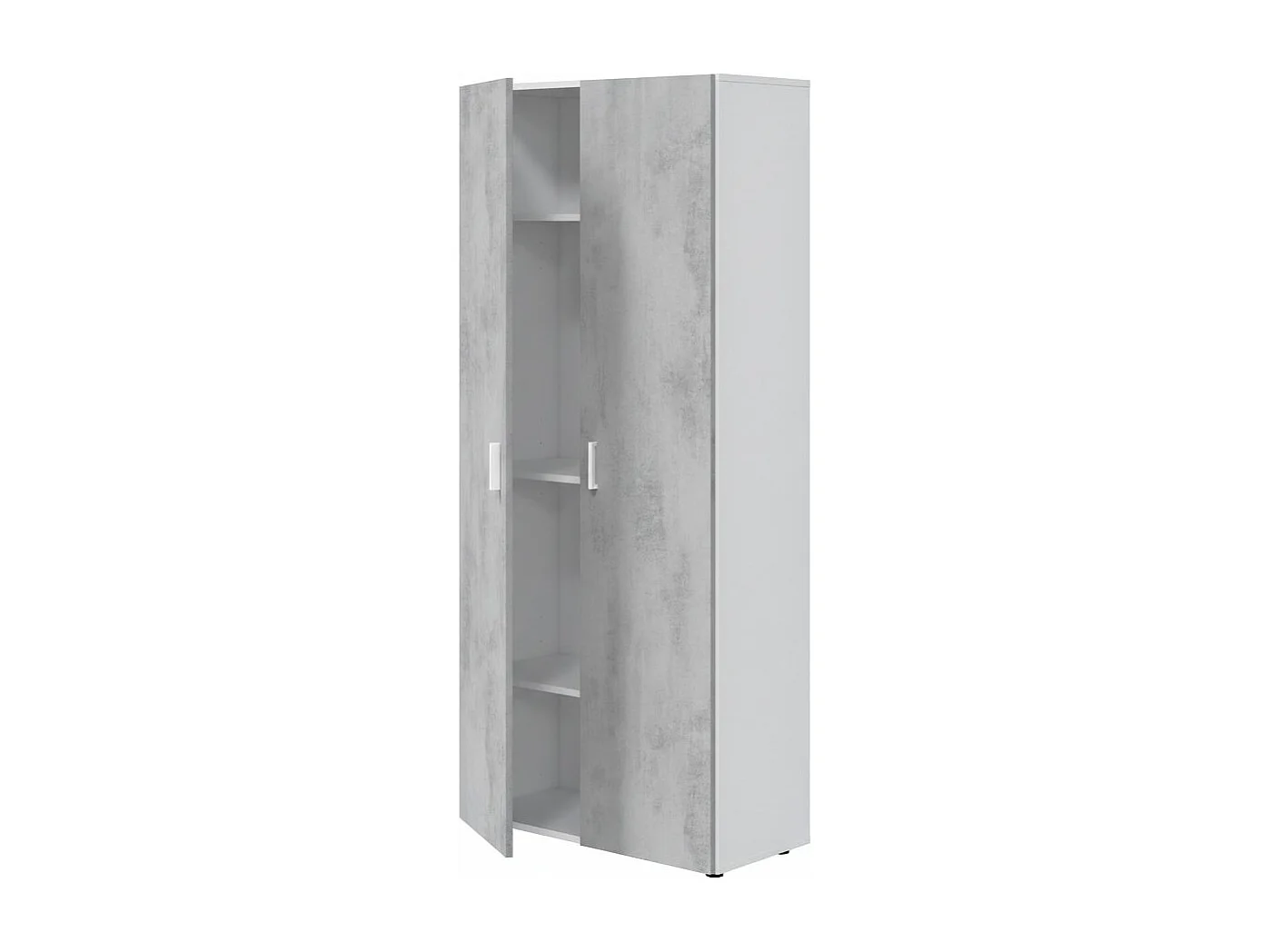 Dferre multifunctionele kledingkast, Extra kast met 2 deuren, Bezemkast met 2 deuren en 3 planken, 80x37h182 cm, Cement en Wit