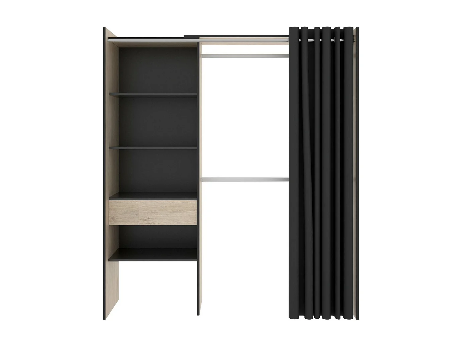 Dmora Guardaroba Grande Wetterhorn 50x205h cm Marrone Rovere 4 Ripiani Appendiabiti, Armadio Camera da Letto un Cassetto