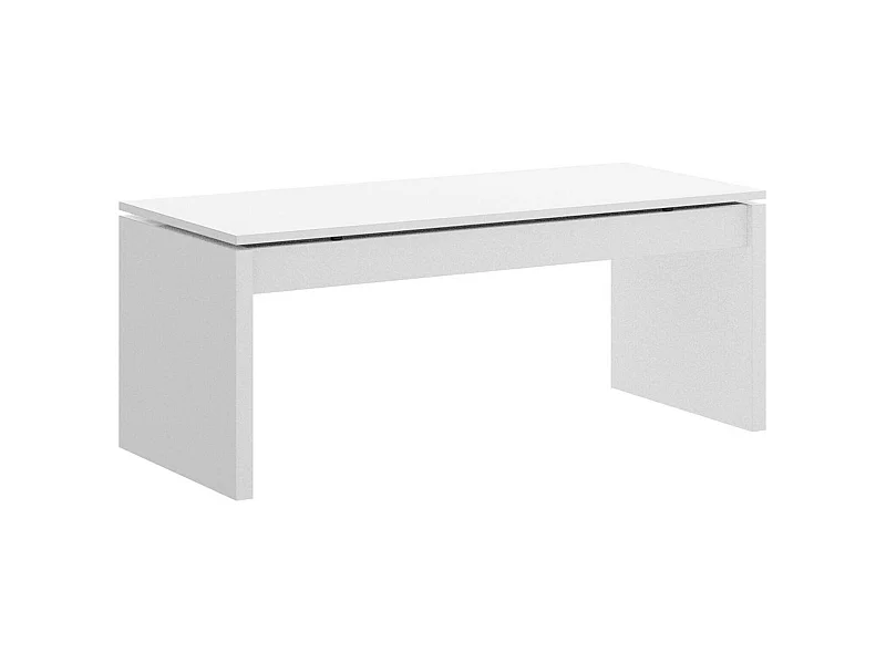 Table basse Dburgi, Porte-revues de salon avec compartiment de rangement, Table basse élévatrice basse, 102x50h43 cm, Blanc