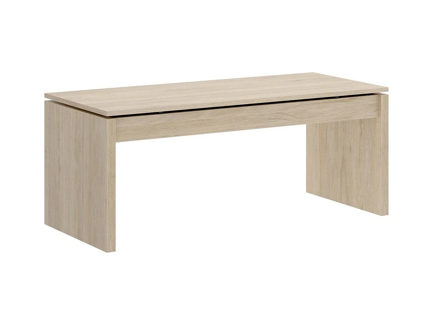 Table basse Cuar, Porte-revues de salon avec compartiment de rangement, Table basse élévatrice basse, 102x50h43 cm, Chêne
