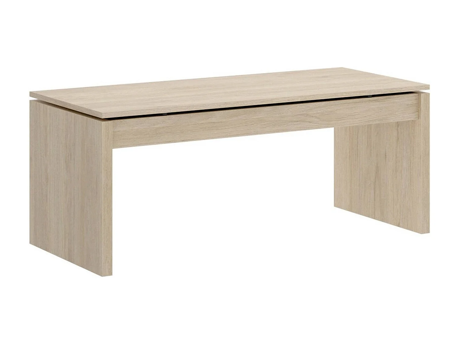 Table basse Cuar, Porte-revues de salon avec compartiment de rangement, Table basse élévatrice basse, 102x50h43 cm, Chêne