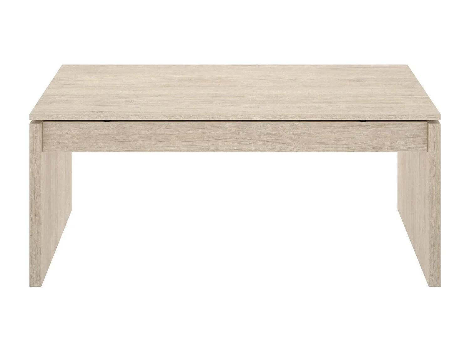 Table basse Cuar, Porte-revues de salon avec compartiment de rangement, Table basse élévatrice basse, 102x50h43 cm, Chêne
