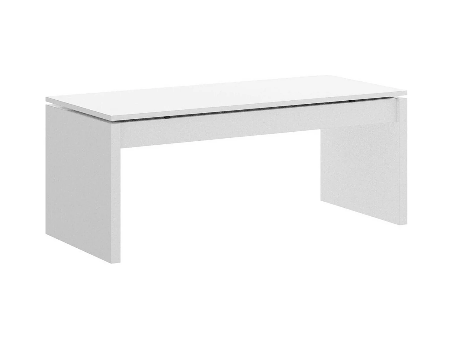 Table basse Cuar, Porte-revues de salon avec compartiment de rangement, Table basse élévatrice basse, 102x50h43 cm, Blanc