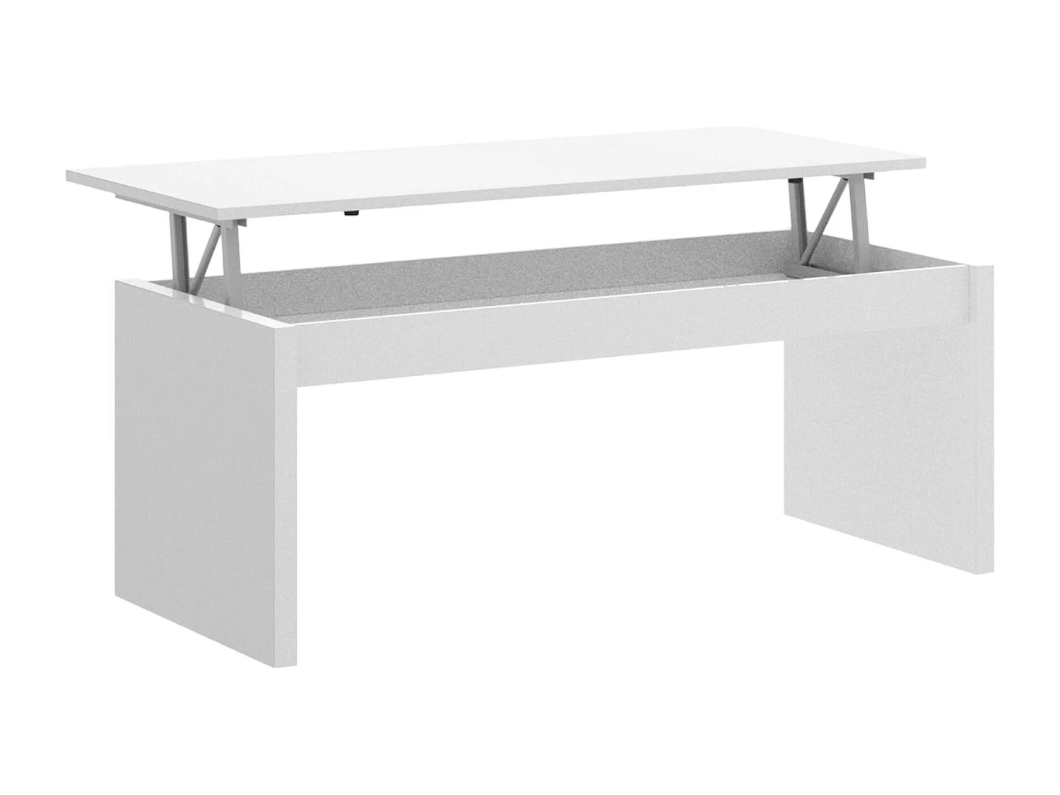 Mesa de centro Cuar, Porta-revistas da sala com compartimento de arrumação, Mesa de centro baixa elevada, 102x50h43 cm, Branco