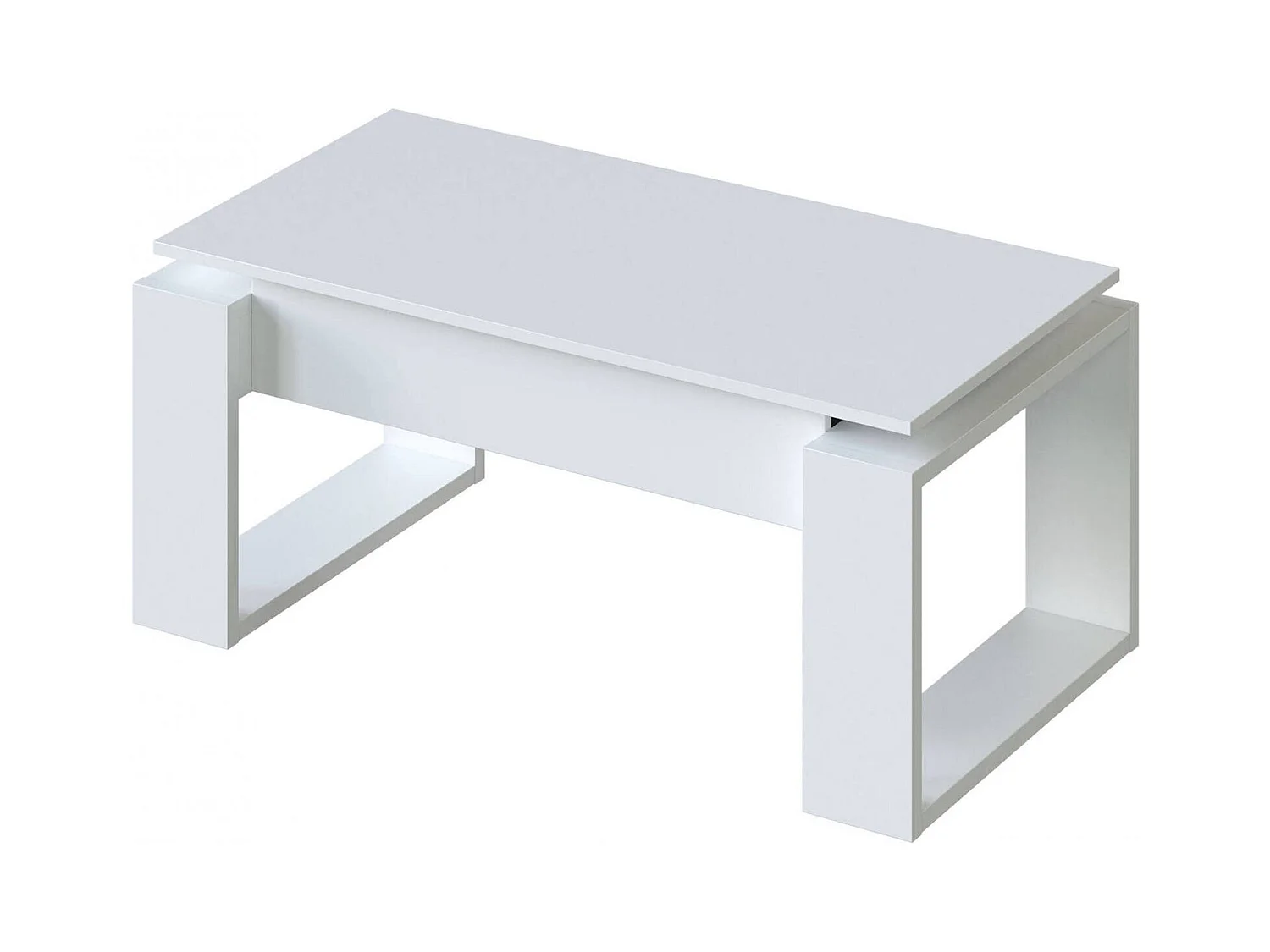 Table basse Ddav, Table basse avec plateau relevable, Table basse de salon, 105x55h45/56 cm, Blanc