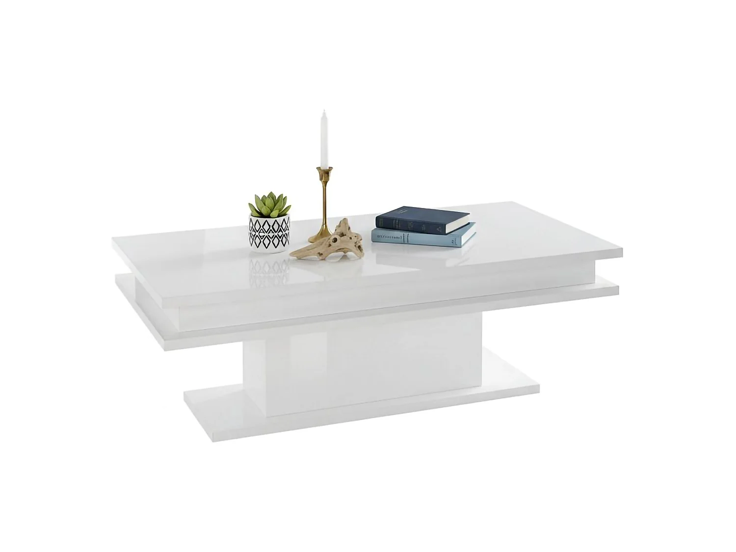 Table basse Dgandin, Table basse, Porte-revues, 100% Made in Italy, 100x55h42 cm, Blanc brillant