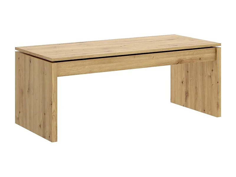 Table basse Cuar, Porte-revues de salon avec compartiment de rangement, Table basse élévatrice basse, 102x50h43 cm, Chêne Knot