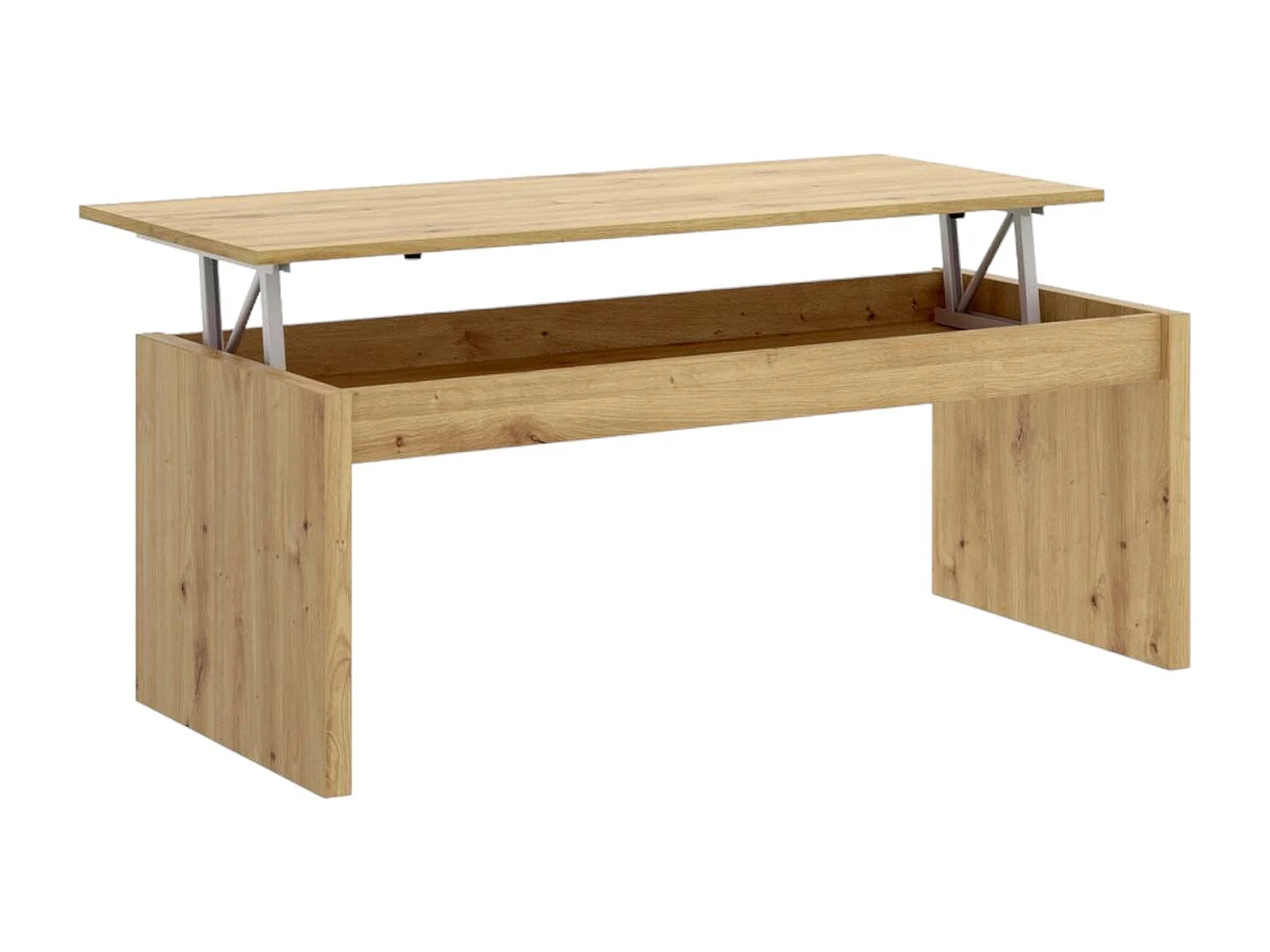 Couchtisch Cuar, Wohnzimmer-Zeitungsständer mit Ablagefach, niedriger Couchtisch, 102 x 50 x 43 cm, Nodi-Eiche