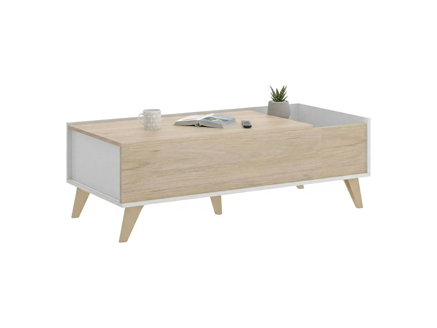 Tavolino da Salotto Alexius, Vano Portaoggetti, 60x99x41h cm Bianco