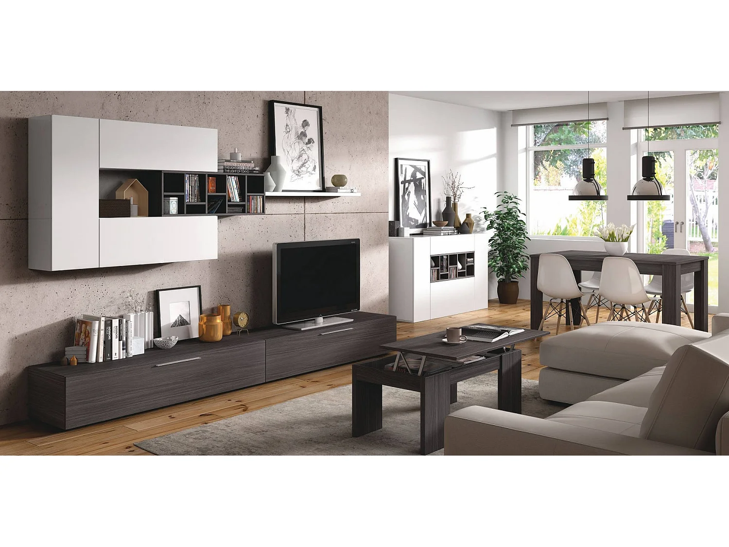 Couchtisch Dgollin, Couchtisch mit abnehmbarer Platte, Couchtisch für das Wohnzimmer, 100x50h43/84 cm, Aschgrau