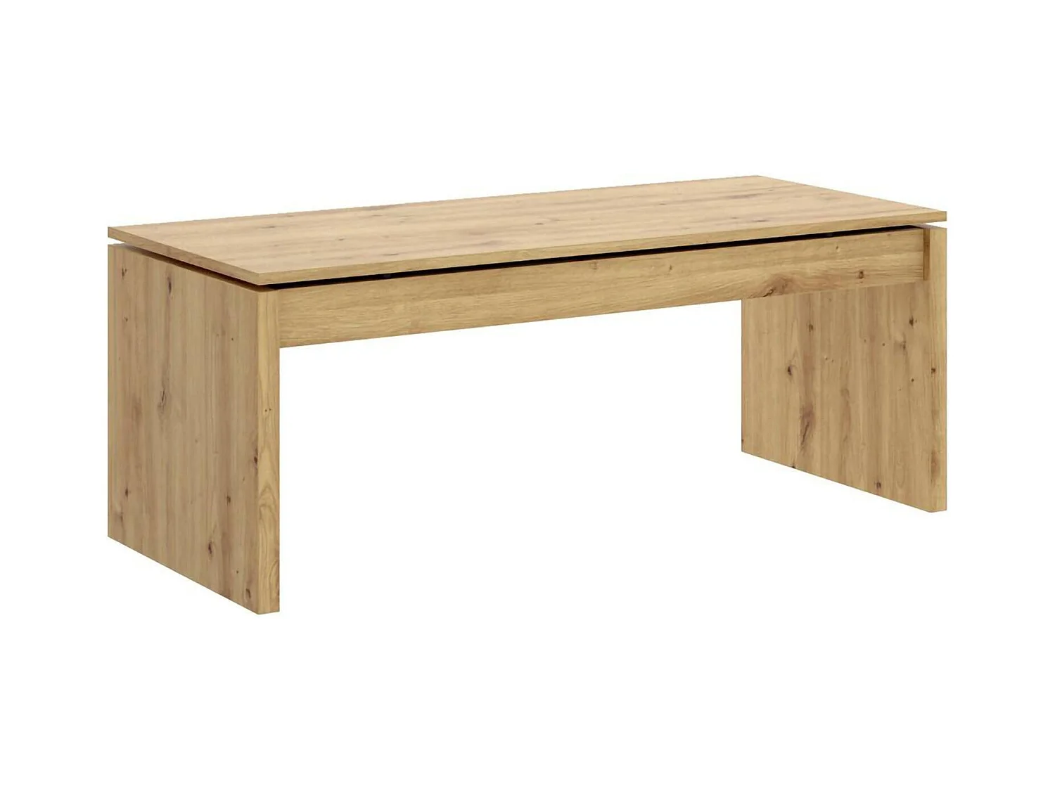 Table basse Dburgi, Porte-revues de salon avec compartiment de rangement, Table basse élévatrice basse, 102x50h43 cm, Chêne Knot
