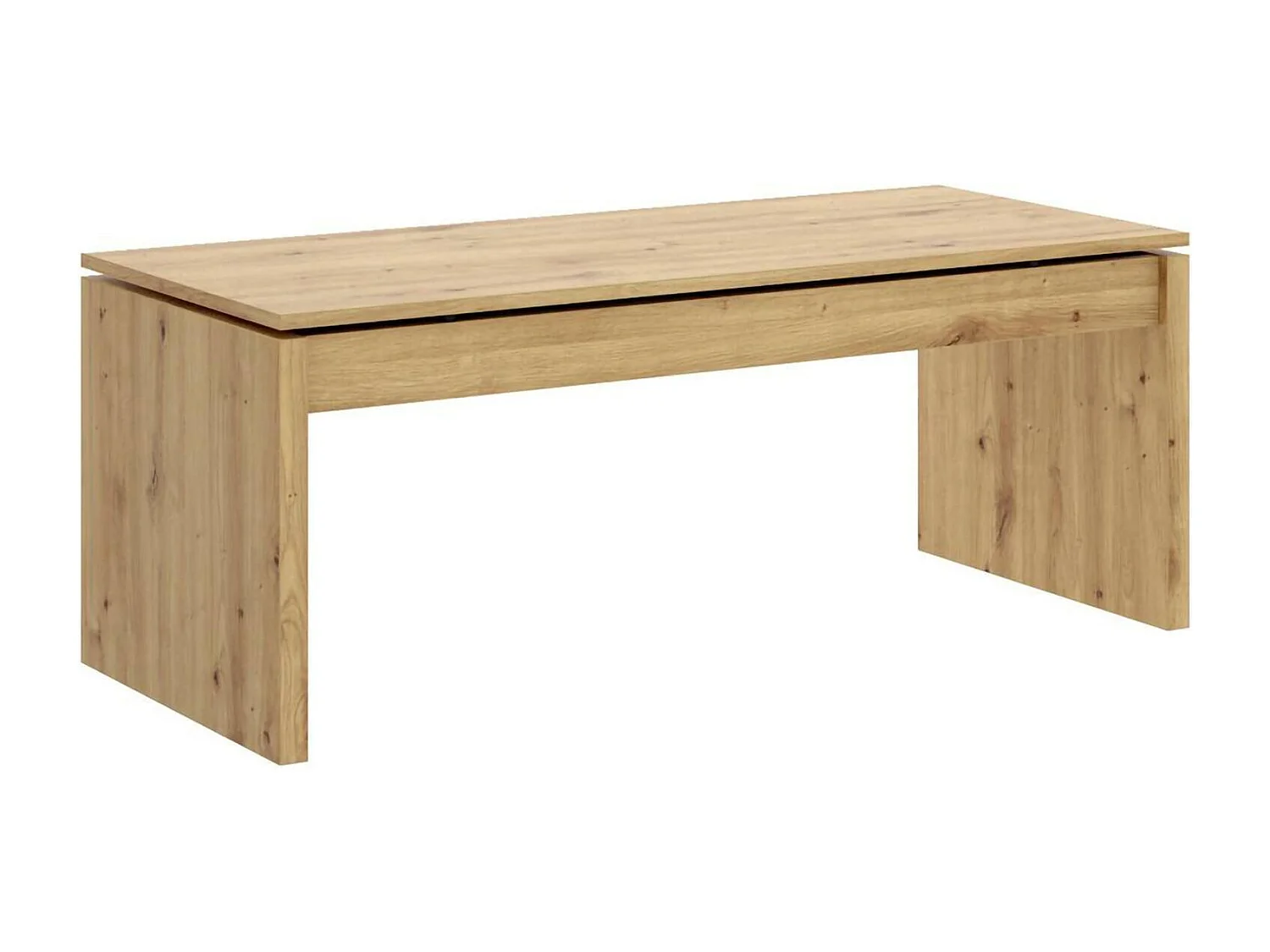 Dburgi salontafel, Tijdschriftenrek in de woonkamer met opbergvak, Lage in hoogte verstelbare salontafel, 102x50h43 cm, Geknoopt eikenhout
