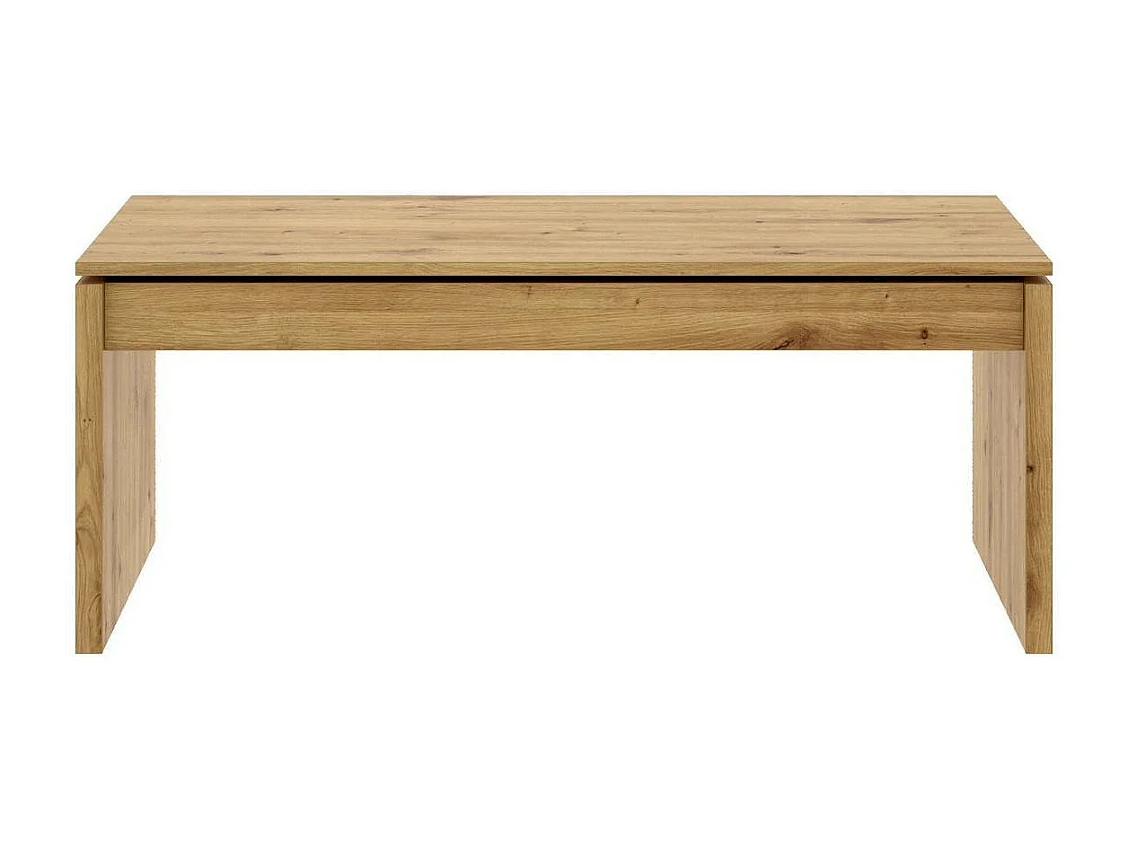 Dburgi salontafel, Tijdschriftenrek in de woonkamer met opbergvak, Lage in hoogte verstelbare salontafel, 102x50h43 cm, Geknoopt eikenhout