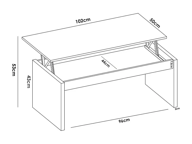 Tavolino da Salotto Audi, Vano Portaoggetti, 50x102x43h cm Marrone Rovere Nodi
