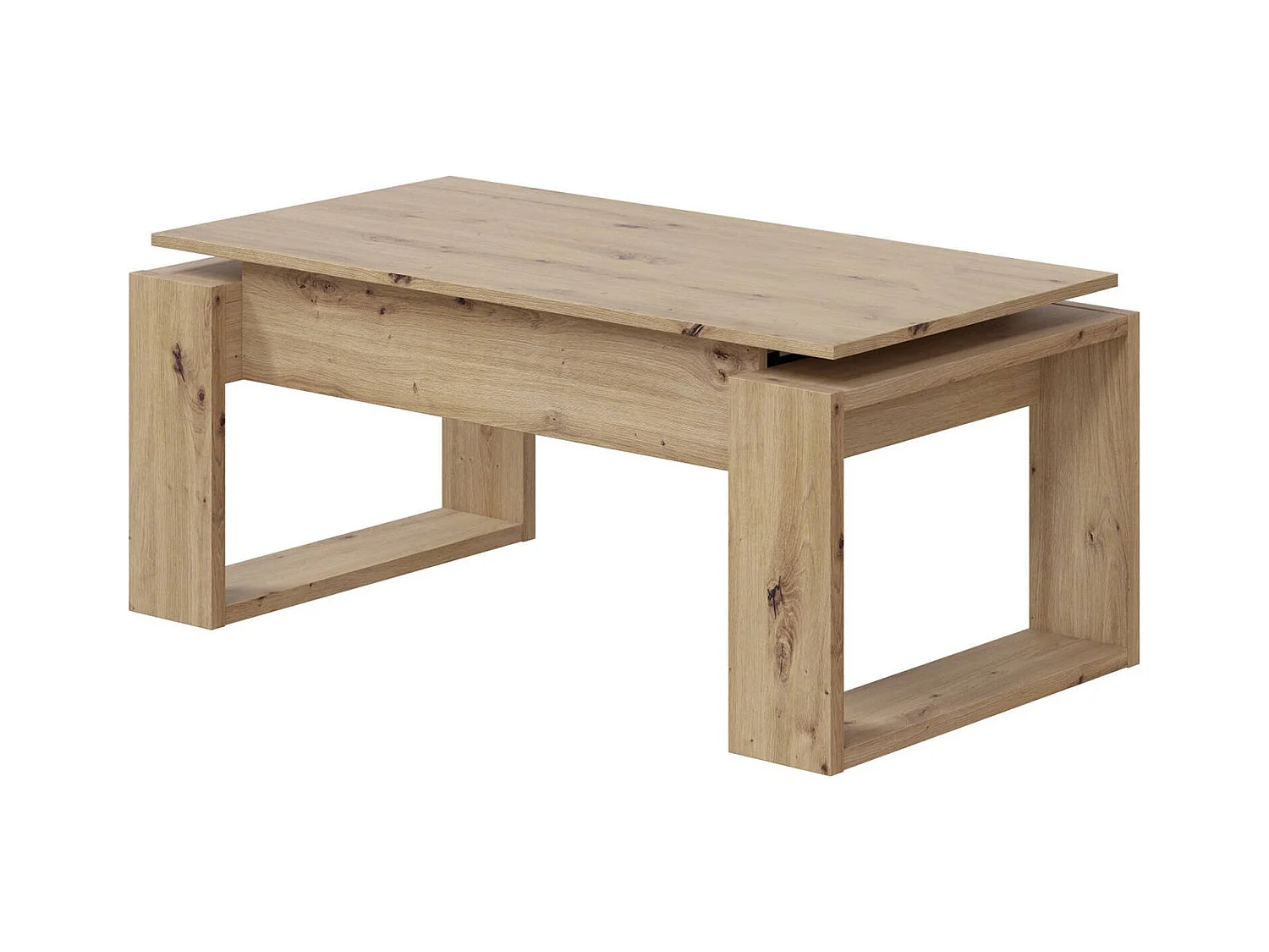 Table basse Ddav, Table basse avec plateau relevable, Table basse de salon, 105x55h45/56 cm, Chêne noué