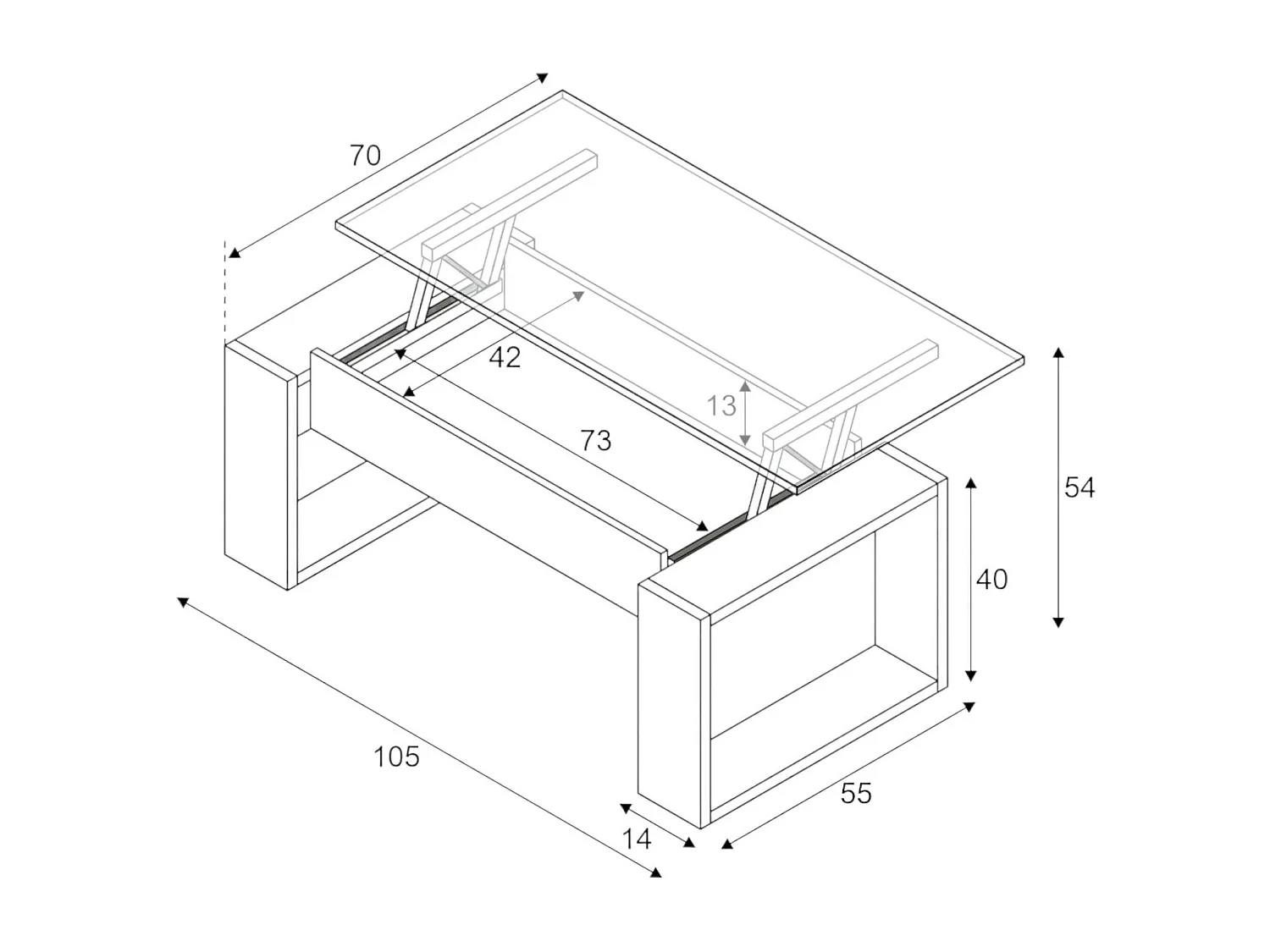 Tavolino da Salotto Aspra, Contenitore Bordi in Melaminico Piedini in abs, 45x105x55h cm Marrone Rovere Nodi