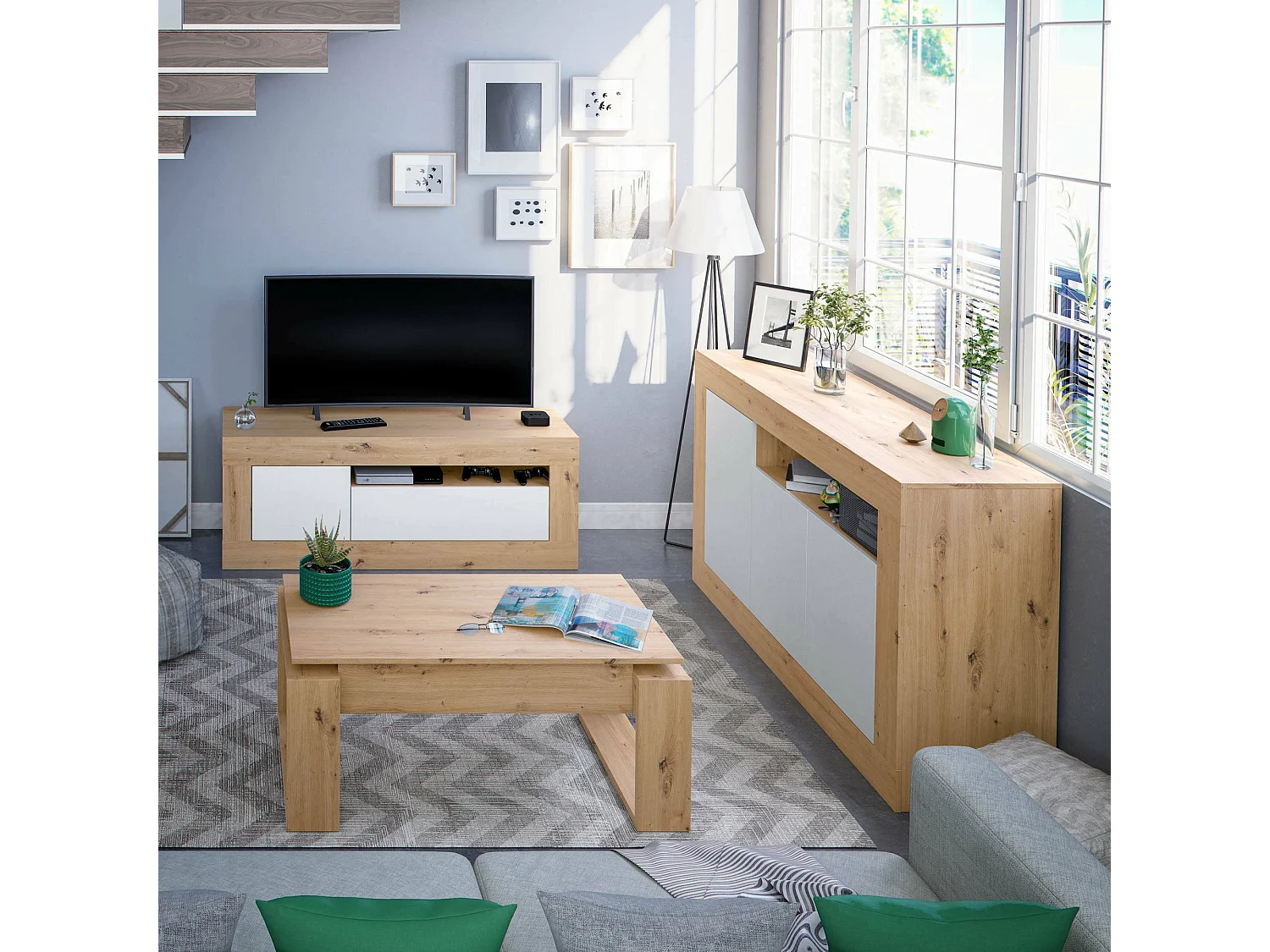 Table basse Ddav, Table basse avec plateau relevable, Table basse de salon, 105x55h45/56 cm, Chêne noué