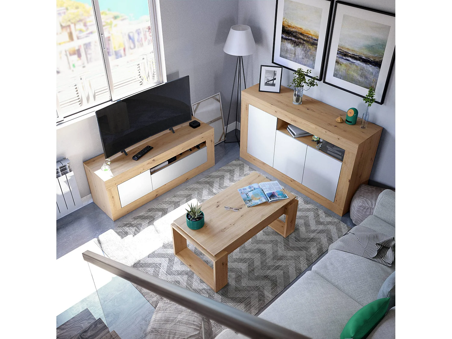 Couchtisch Ddav, Couchtisch mit abnehmbarer Platte, Couchtisch für das Wohnzimmer, 105x55h45/56 cm, Eichenknoten