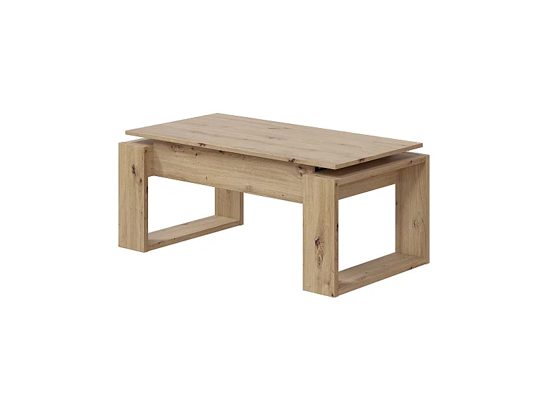 Ddav salontafel, Salontafel met verhoogd blad, Lage woonkamertafel, 105x55h45/56 cm, Geknoopt eiken