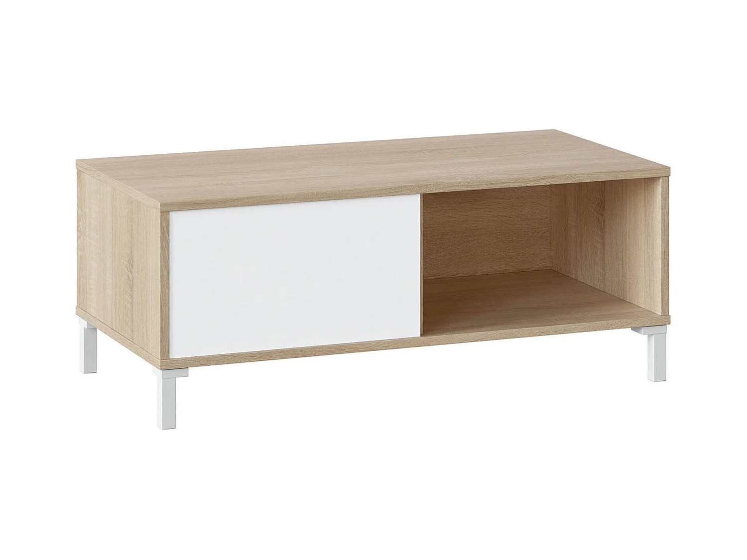 Table basse Dcresp, Table basse, Table basse de salon, 100x50h40 cm, Chêne et Blanc