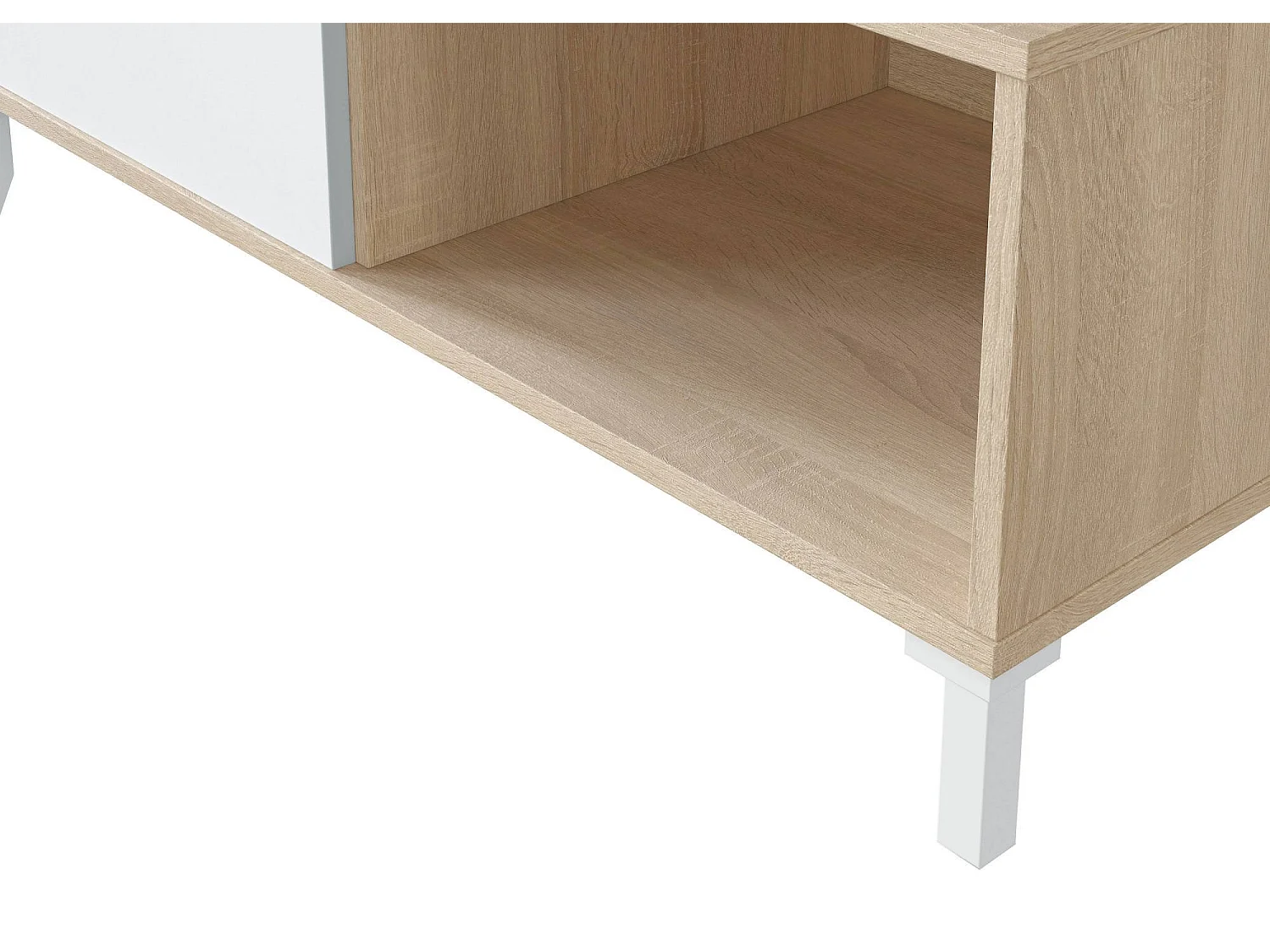 Mesa baja Dcresp, Mesa de café, Mesa de centro para la sala de estar, 100x50h40 cm, Roble y Blanco