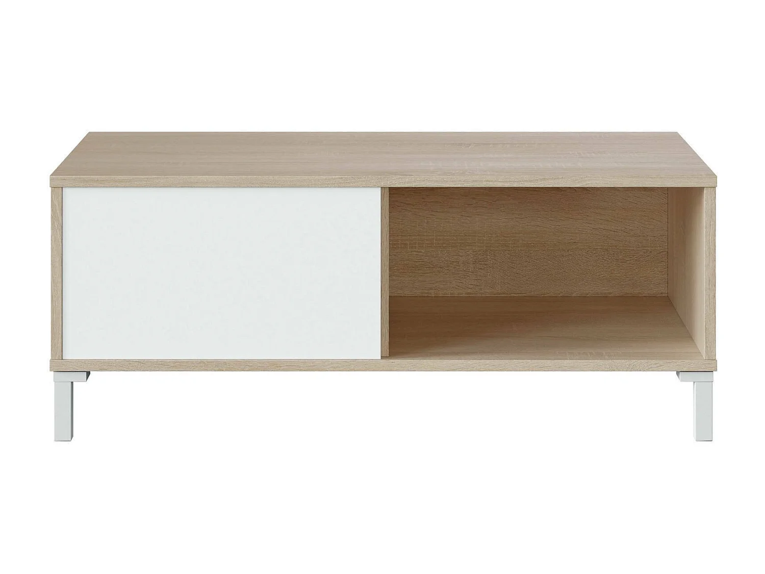 Table basse Dcresp, Table basse, Table basse de salon, 100x50h40 cm, Chêne et Blanc