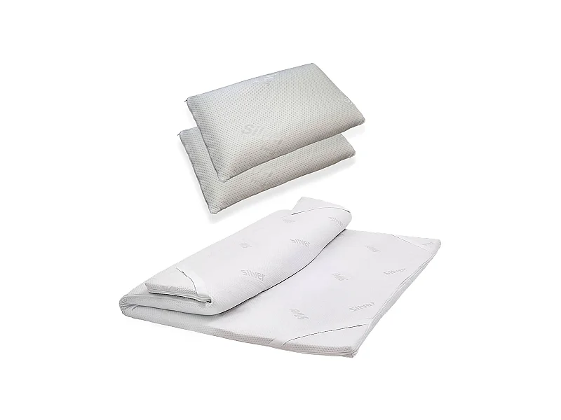 Topper individual Dmatr, Juego de cubrecama con almohada, Topper Memory Foam, Topper hipoalergénico y transpirable, 100% Made in Italy, 90x190xh5 cm
