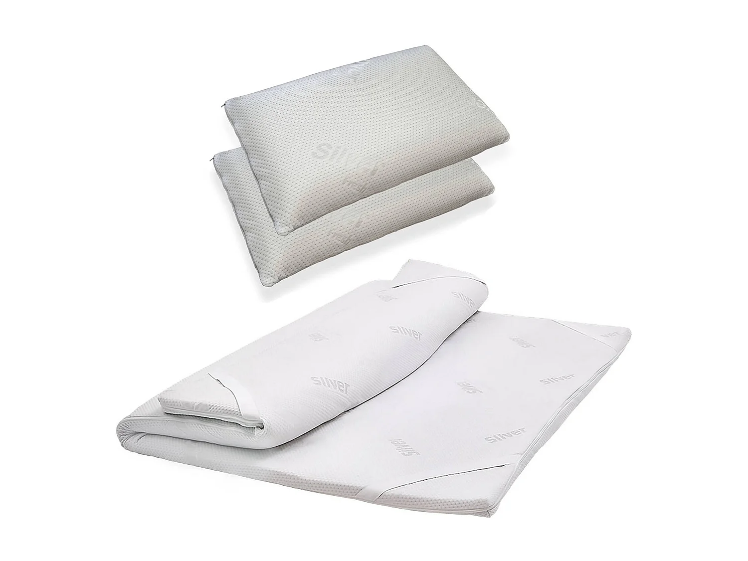 Einzelne Topper Dmatr, Auflagenset mit Kissen, Memory Foam Topper, hypoallergener und atmungsaktiver Topper, 100 % Made in Italy, 90x190h5 cm