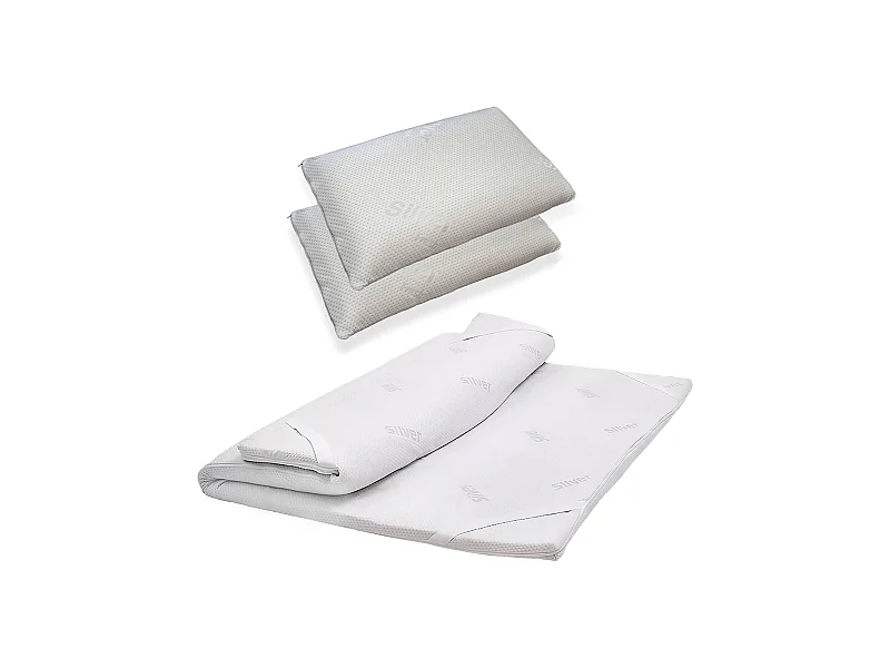 Doppelbett Topper Dmarino, Auflagenset mit Kissen, Memory Foam Topper, hypoallergener und atmungsaktiver Topper, 100 % Made in Italy, 140x200h5 cm