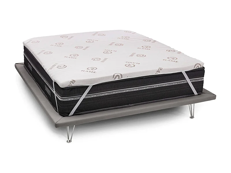 Topper Matrimoniale Afella, Sfoderabile Made in Italy, 200x190x5h cm blu