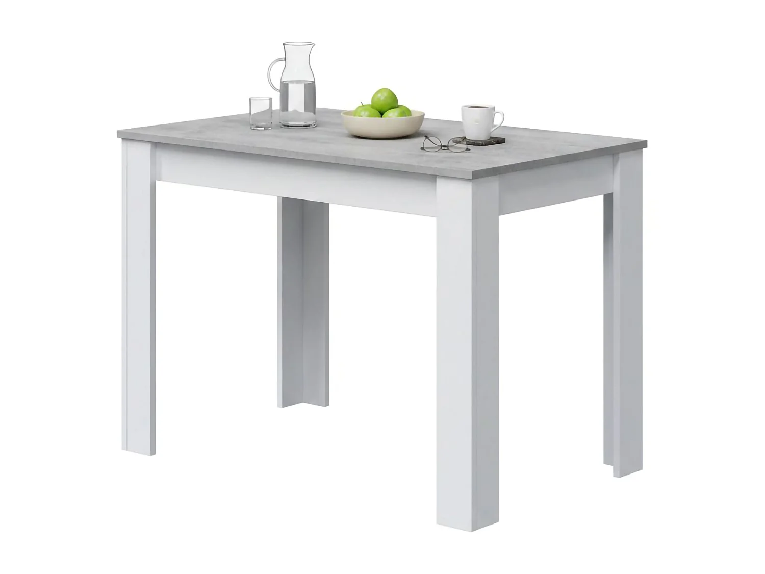 Table fixe Dghio, Etagère de salle à manger, Table console moderne pour salon ou cuisine, 109x67x78 cm, Blanc et Ciment