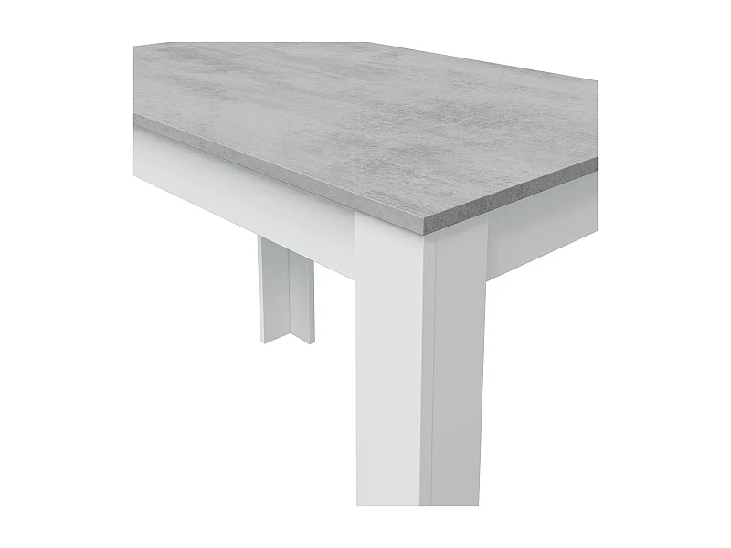 Fester Tisch Dghio, Esszimmertisch, Moderner Konsolentisch für Wohnzimmer oder Küche, 109x67x78 cm, WeiÃŸ und Zement